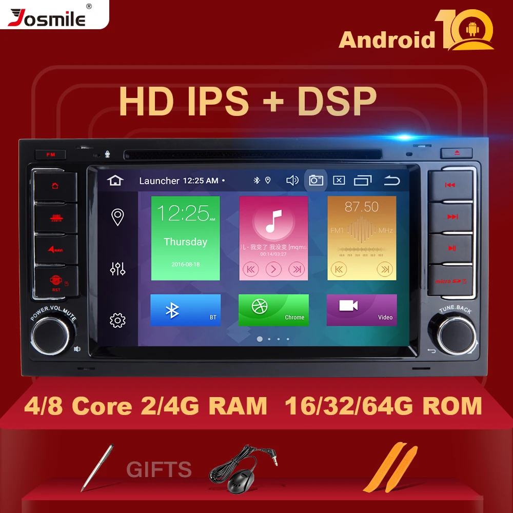 Автомобильный DVD-плеер IPS DSP 4 гб 64 2 Din Android 10 для VW/Volkswagen/Touareg/Transporter T5 2004-2011