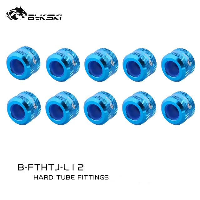 10pcs Bykski 8x12MM Hard Tube Hand Compression Fittings Anti Off ,Black,Red,White,Gold,Silver,Blue,G1/4 