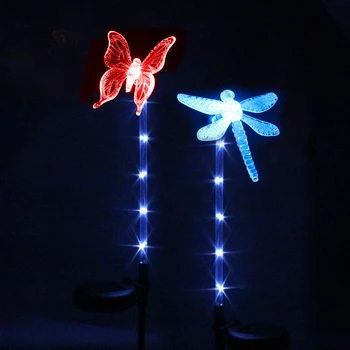 

Hot 4pcs LED Solar Garden Stake Light Color-Changing LED With Luminous Stake Outdoor Glow In Dark Garden Decor Figurines Light