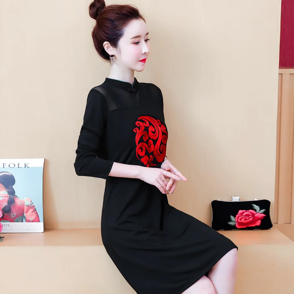 Китайское традиционное платье с длинным рукавом, Qipao, вечернее свадебное платье размера плюс, современный Cheongsam для женщин, молодых, улучшенное Qi Pao