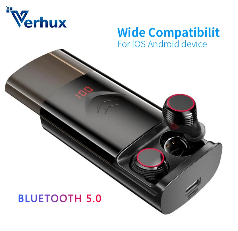 

Bluetooth 5.0 Earphone T9 TWS Wireless In-Ear Sport Earbuds 4D Stereo Dual-Mic With Charging Box True Bluetooth Headset pk HBQ