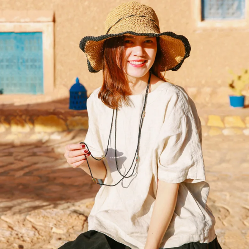 Ladies Sun Hat For Women Bowknot Straw Hat Foldable Summer Hat Wide Brim Beach Hat Female Chapeau Femme