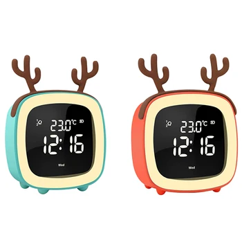 

Cute Digital Alarm Clock for Kids Women Toddler Night Light,Dimmer,Sleep Timer,Rechargeable Battery,Indoor Temp for Bedrooms,Sno