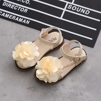 

Summer New Childrens Sandals Elegant Petal Upper Princess Shoes Cow Muscle Soft Sole Non-slip Gladiator Open Toe Shoes For Girls