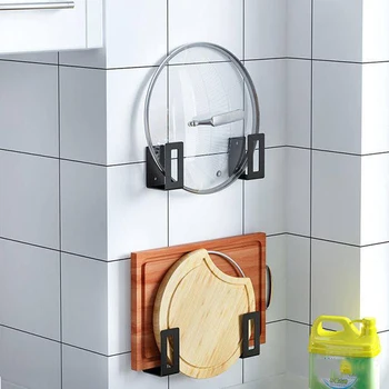 

Stainless Steel Pot Lid Cover Shelves for Wall Holder Pan Cutting Board Rack Shelf Organizer Anti-fall Wall-mounted No Punching