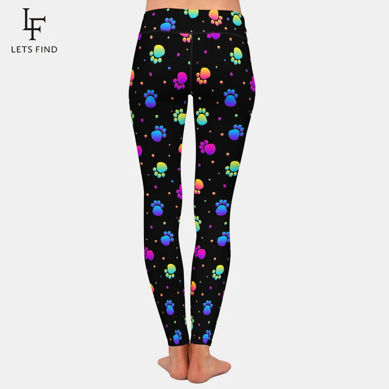 LETSFIND Cute Colorful Dog PAWS Print Plus Size Slim Women Leggings High Waist Fitness Pant Casual Legging for Women adidas leggings