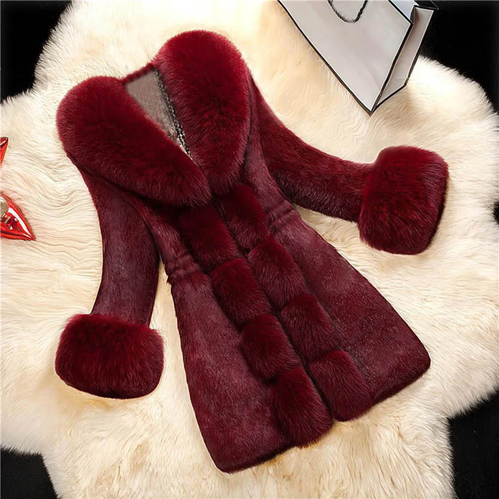 Новинка, тонкое пальто из искусственного меха, женская элегантная Толстая теплая Модная верхняя одежда, длинная куртка из искусственного меха, тонкая верхняя одежда, пальто#924
