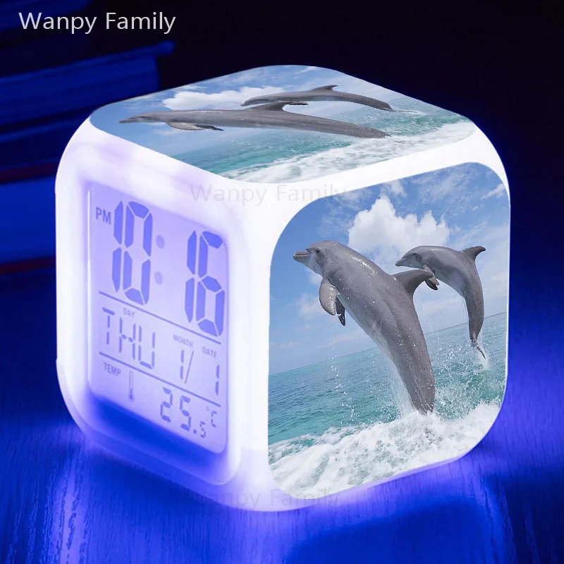 Cute Dolphins Alarm Desk Clock 3.75" Home or Office Decor W402 Nice For Gift 