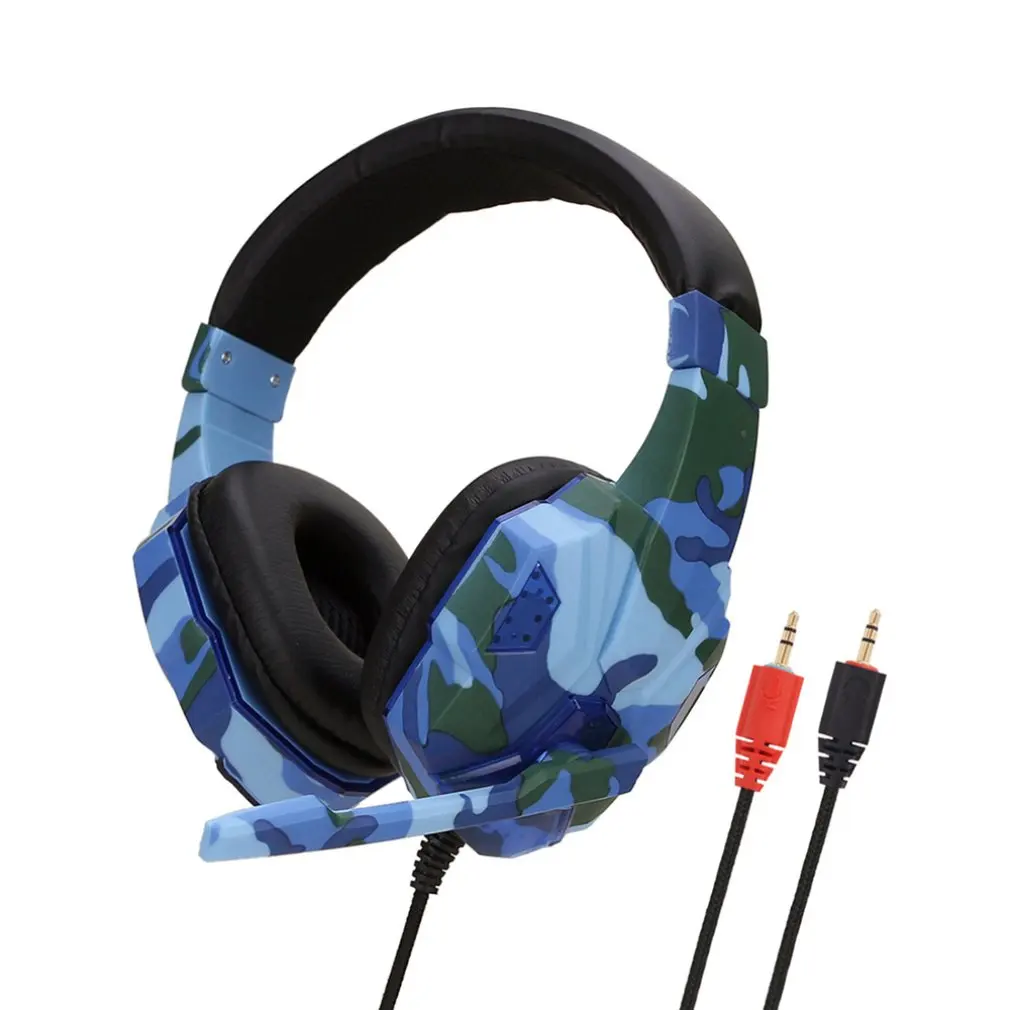 Led Light Supper Bass Gaming Headphones Game Earphones Camouflage Headset with Mic for Laptop PC Mobile Phone PS4 Xbox