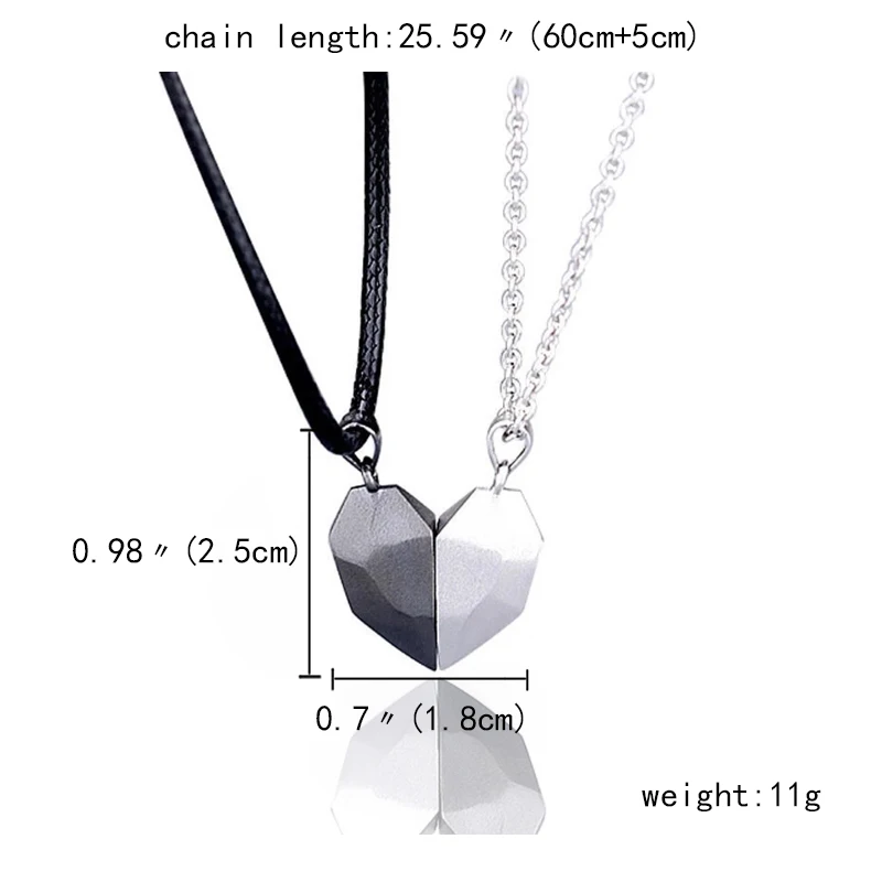 2PCS/SET Couple Necklaces Attarction Between Lovers Heart Magnetic Pendant Necklace For Women Valentine\'s Day Anniversary Gift