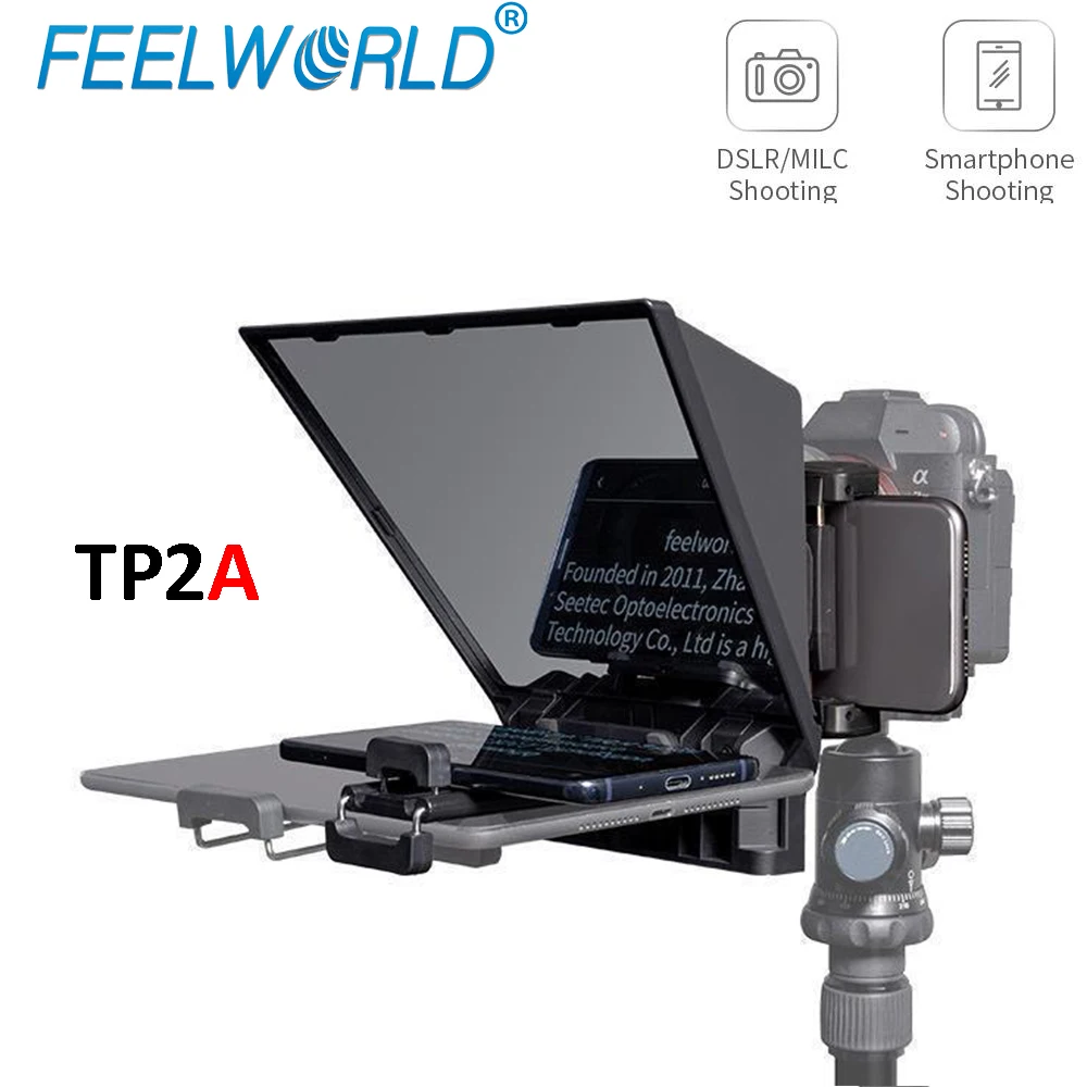 

FEELWORLD TP2 TP2A Portable 8 Inch Teleprompter Supports Under 8" DSLR Shooting Smartphone/Tablet Prompting Remote