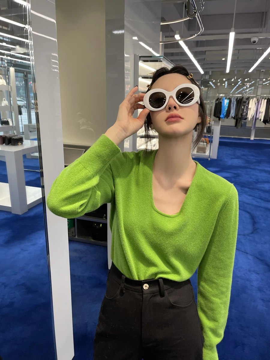 

High-end Wool Sweater Women Pure Wool Bottoming Shirt Ladies Women's New Street Style Solid Pullover Full Length Sweater