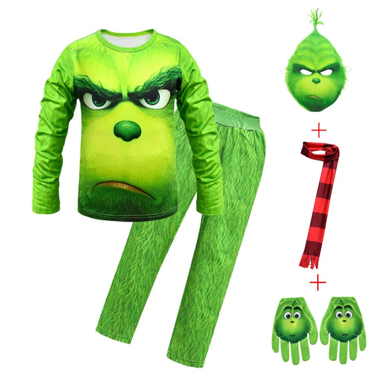 グリーンモンスターグリンチグリンチ子供クリスマスコスプレ3dセーターアニメ服と服 Clothing Sets Aliexpress
