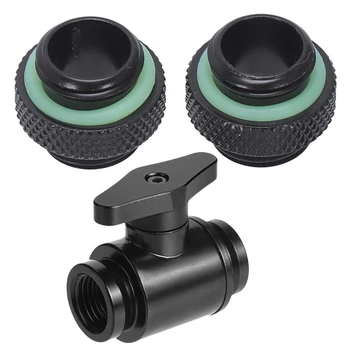 

1x G1/4 Vent Valve Aluminum Handle Double Inner Teeth Water Ball Valve Waterway Control & 2Pcs Barrow G1/4 Inch Mini Dual Extern