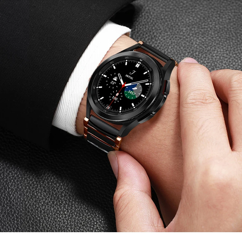 Elegant Ceramic & Stainless Steel Watchband Bracelet - Premium Metal Strap 40mm/44mm