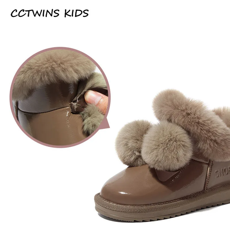 CCTWINS/детская обувь; коллекция года; зимние брендовые Детские зимние ботинки для девочек; модные теплые ботильоны; брендовая черная обувь для малышей; SNB028