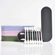 Многоразовые ватные палочки для чистки ушей, силиконовые моющиеся палочки для макияжа, мягкие гибкие инструменты для макияжа, набор