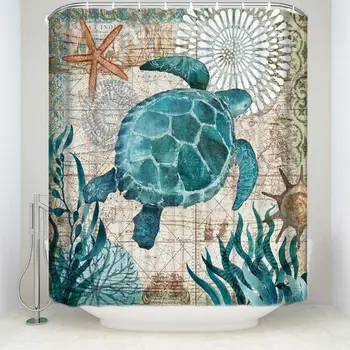 

Fabric Shower Curtain Sea Turtle Home Decor Bathroom Accessories Waterproof Polyester Whale Octopus Seahorse Bath Curtains
