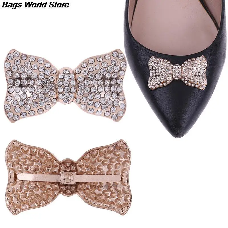 1PCS Bowknot Rhinestones Crystal Decorations Women Shoes Clips DIY Shoe Charms Jewelry Shoes