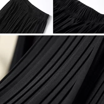 

Women Chiffon Loose Pants High Waist Ruffled Hem Thin Pleated Trumpet Casual Trousers B88