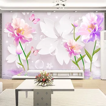 

Custom Photo Wallpaper 3D Stereo Flowers Murals Living Room TV Sofa Bedroom Home Decor Wall Painting Waterproof 3D Wall Sticker