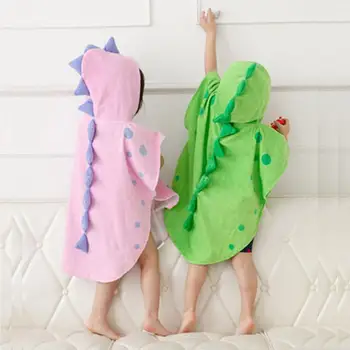 

Soft Cute Cartoon Dinosaur Bath Towel Water Absorbent Hooded Bath Robe Bathing Towel Shower Bathrobe for 0-6 Years Kids Baby