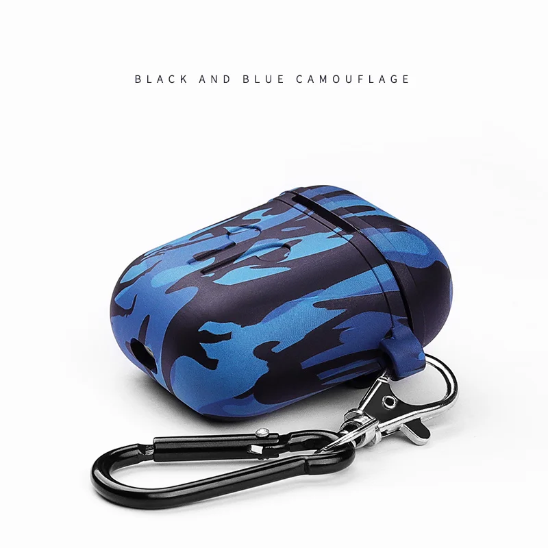 blue Камуфляжный чехол для наушников для Airpods 2, чехол из ТПУ и силикона, противоударный защитный чехол для Apple Airpods, чехол в стиле милитари - Цвет: blue
