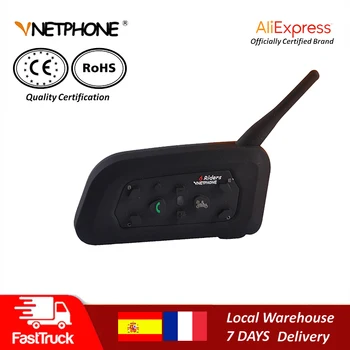 

QPLOVE VnetPhone V6 1200m Bluetooth Helmet Intercom Wireless Talking 6 Riders Connection 100Hours Standby Motorcycle Accessories