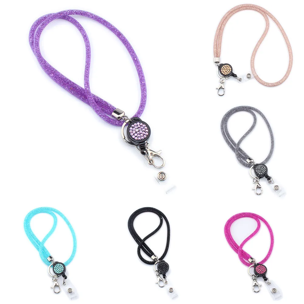 Soporte retráctil de insignias de cordón para teléfono móvil, cuerda colgante de identificación de oficina, collar de malla, correa, llavero Universal