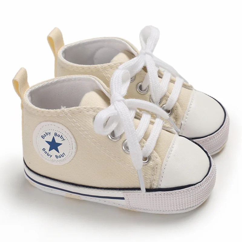 Новинка; обувь для маленьких мальчиков и девочек; обувь для новорожденных; обувь для первых шагов; Детские кроссовки с нескользящей мягкой подошвой; милая Повседневная парусиновая обувь для малышей - Цвет: Apricot