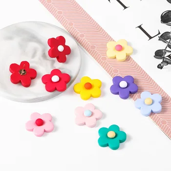 

INS Children's Fun Contrasting Color Small Flower Patch DIY Handmade Earrings Ear Stud Ear Rings Material Package Accessories