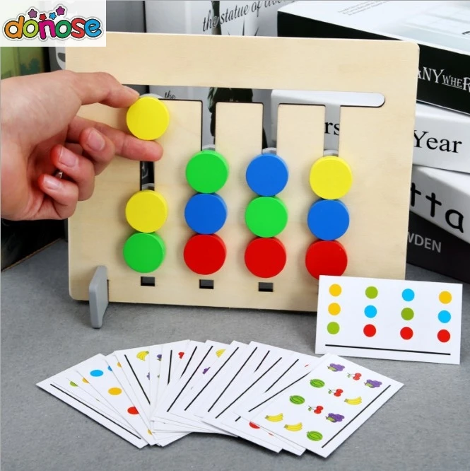 Montessori Toy Colors and Fruits Double Sided Matching Game Logical Reasoning Training Kids Educational Toys Children Wooden Toy