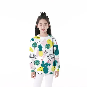 

New Kids Clothes Long Sleeve Round Neck Boys Girls Sweatshirt 3D Cactus Digital Pattern Casual Baby Home Service