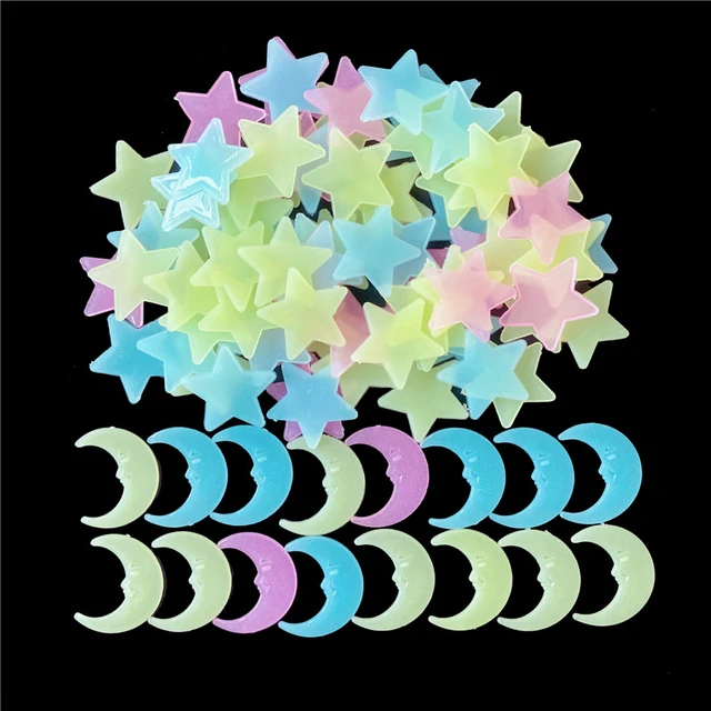 Glow Dark Stars Stickers  Fluorescent Stickers Glow Star - 100pcs 3d  Stickers Kids - Aliexpress