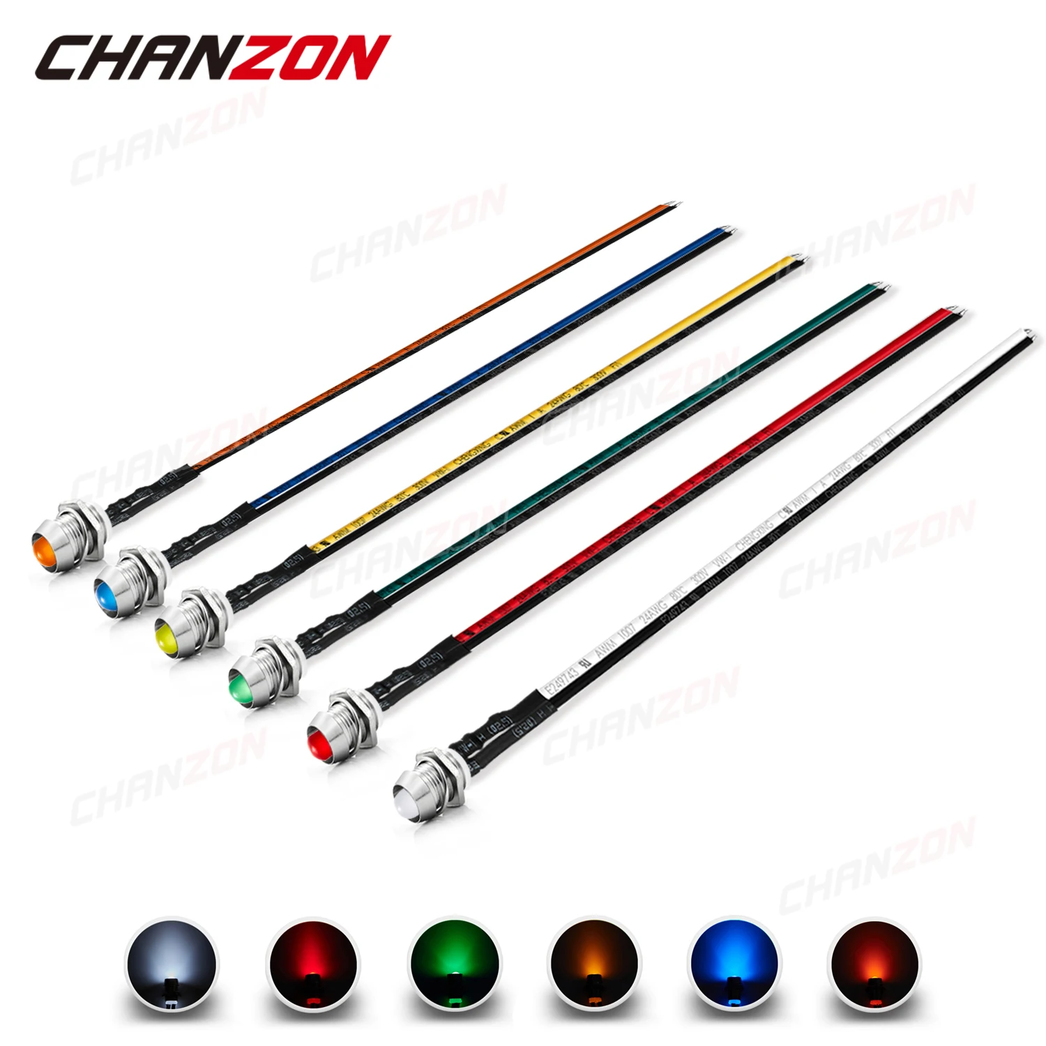 12V LED 8mm Anzeige Weiß Rot Grün Blau Gelb Orange 5mm Vorverdrahtet mit 8mm Halter Pilot Light Emitting Diode Kit – Detail 1
