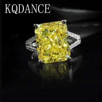 

100% 925 Sterling Silver Rings With Big Stones Created Diamond Moissanite Citrine Pink Gemstone Wedding Finger Ring Fine Jewelry