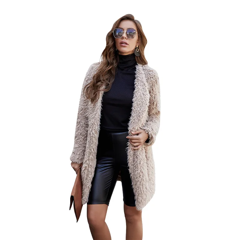 

Winter Warm Women Solid Color Coat, Autumn and Winter Adults Loose Long Sleeve Open Front Cardigan