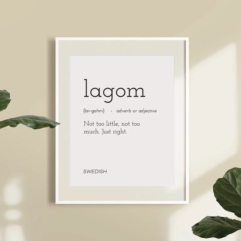 Lagom Definition Prints Home Decor