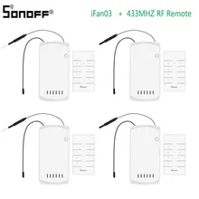 SONOFF IFan03+ RM433 потолочный вентилятор контроллер умный переключатель контроллер с радиочастотным пультом дистанционного управления WiFi потолочный вентилятор контроллер света