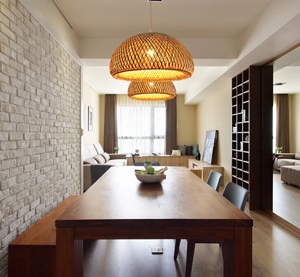 Китайский светодиодный светильник с бамбуковой птичьей клеткой, подвесной светильник, современный Лофт, лампа для гостиной, декор для бара, ресторана, спальни, светильник