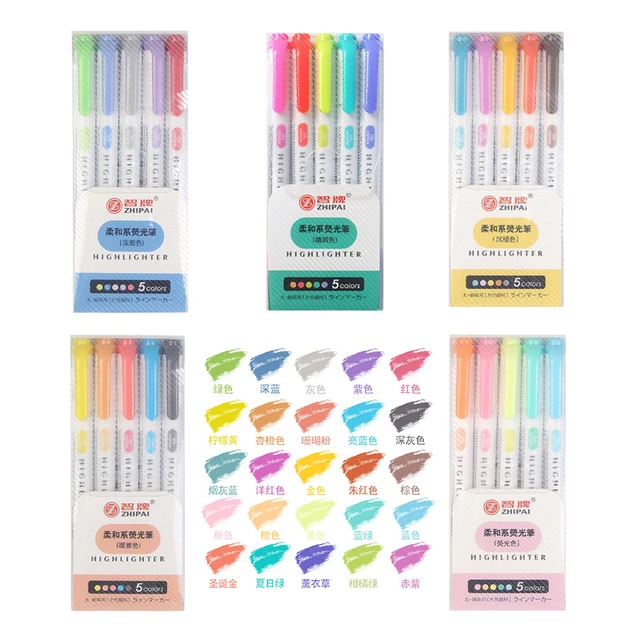 4 Colors/box Fine Glitter Highlighter Pen Set Fluorescent Markers  Highlighters Pens Art Marker Japanese Cute Kawaii Stationery - AliExpress