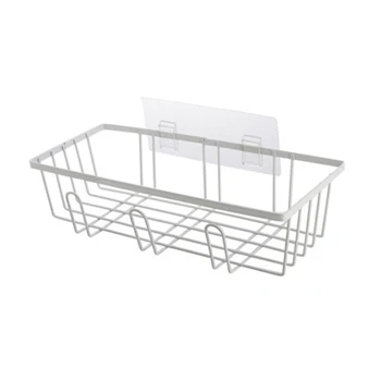 

Iron Durable Storage Shelf Shower Home Kitchen Hanger No Drill Cosmetic Drain Rack Basket Bathroom Organizer Wall Mount Shampoo