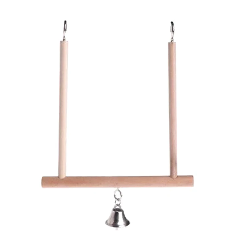 Jaula de madera para pájaros colgante, percha de madera para pájaros, juguetes para loros, soporte de madera Natural, suministros para mascotas