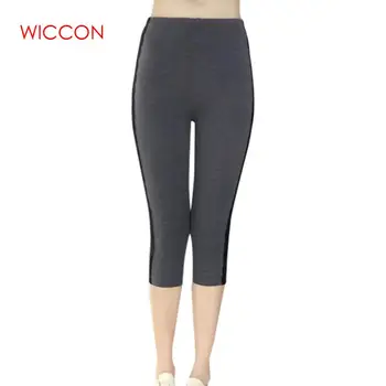

WICCON 2020Summer New Plus Size High Waist Stretch Pencil Pants Women Casual Solid Skinny Elastic Waist Pants Calf Length Pants