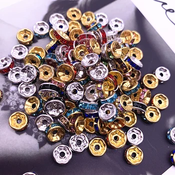 

50pcs 8mm Crystai Rhinestone Glass Round Loose Spacer Beads for Jewelry Making DIY Bracelet Accessories
