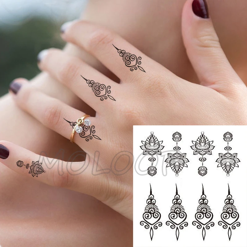 Tattoo-Sticker Flower Hand-Finger Flash-Body Water-Transfer Tatoo Mandala Small Fake