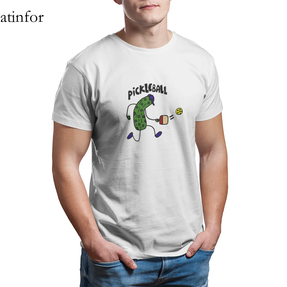 Funny Pickle Playing Pickleball T-Shirt Games Couples Matching Sleeve Streetwear top quality Mens Clothes 19510 | Мужская одежда