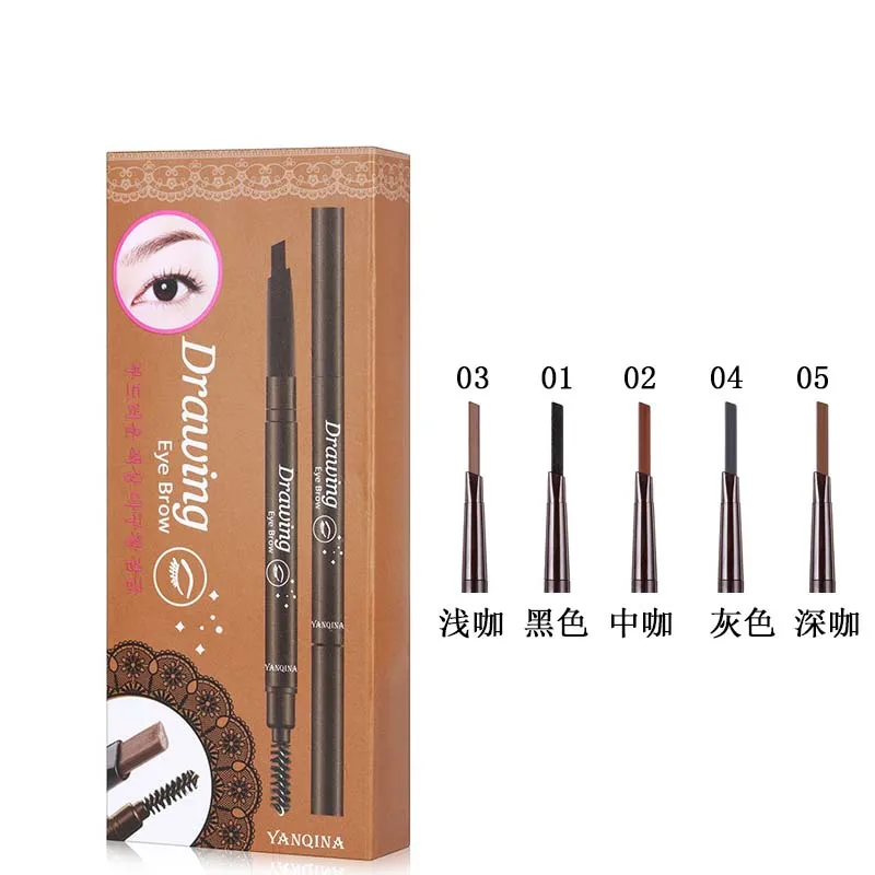 

YANQINA double head with brush head triangle core pencil automatic rotating micro-carving Beauty Makeup Liquid