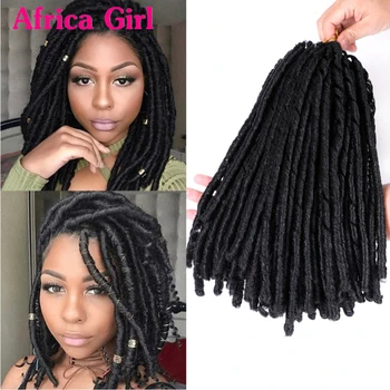 

Africa Girl Soft Faux Locs Crochet Hair 14 Inch 30 Strands 70g/pack Synthetic Braiding Hair Extensions Black Brown Soft locs