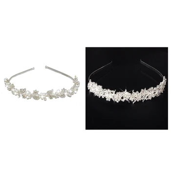 

Bridal Wedding Crystal Rhinestone Pearl Flower Headband Hair Band Tiara & Bridal Wedding Rhinestone Crystal Tiara Crown Hair Ban